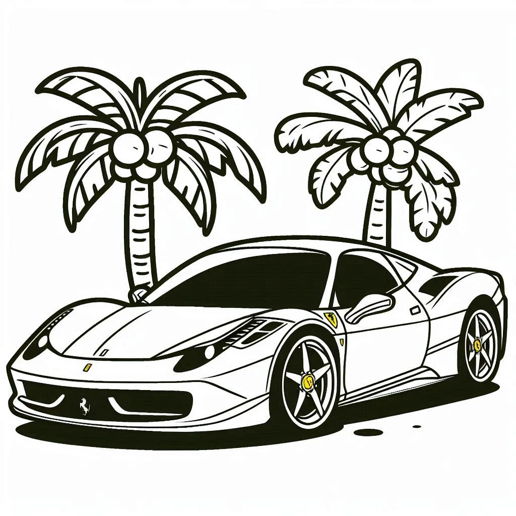 coloriage Ferrari a imprimer pour enfant de 4 ans