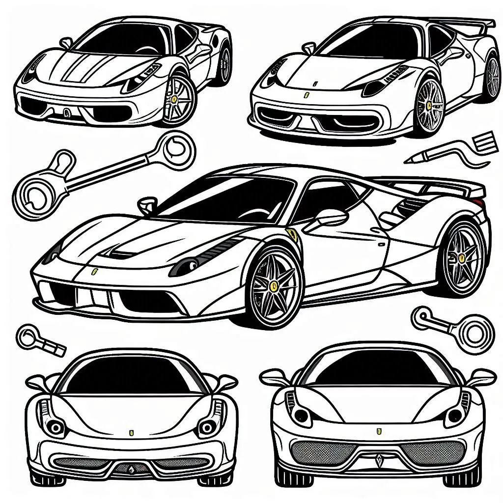 coloriage Ferrari à imprimer pour enfant de 10 ans