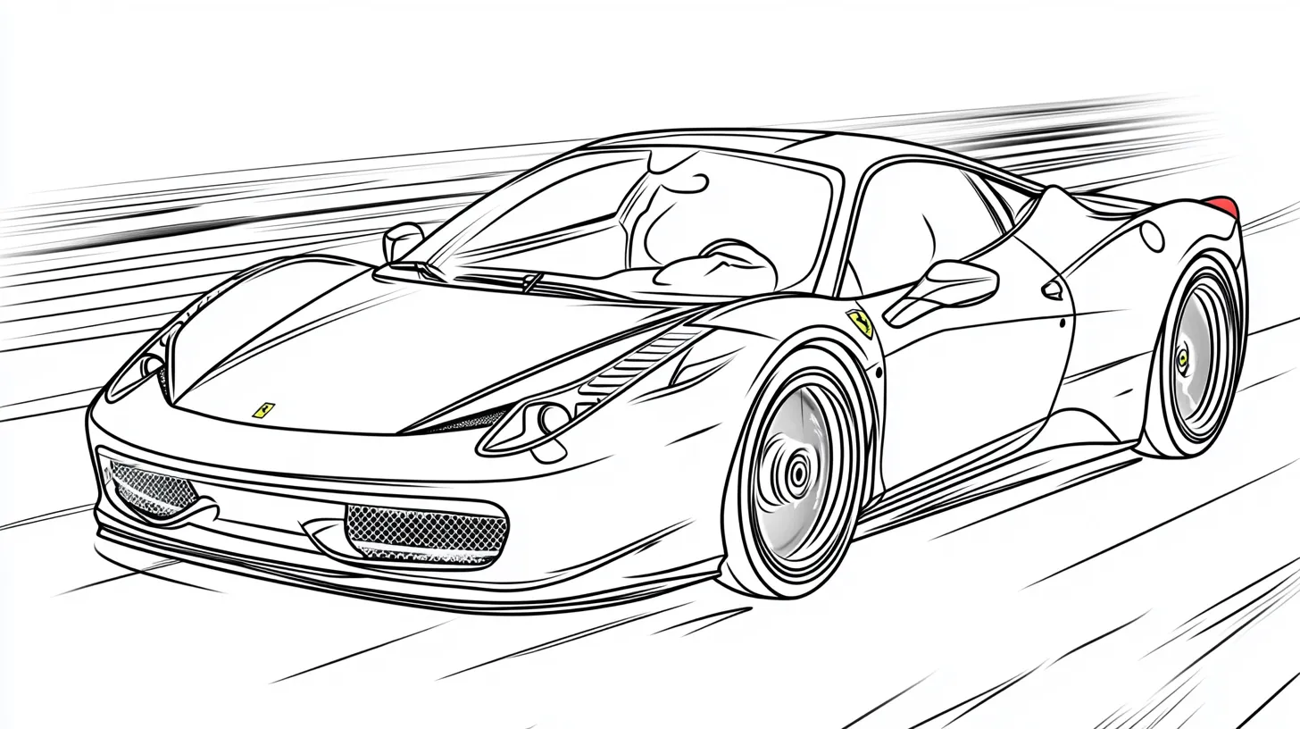 coloriage Ferrari et découpage à imprimer