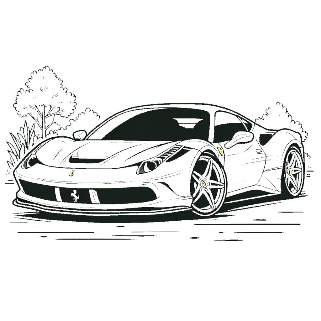 coloriage Ferrari à imprimer pour enfant de 2 ans