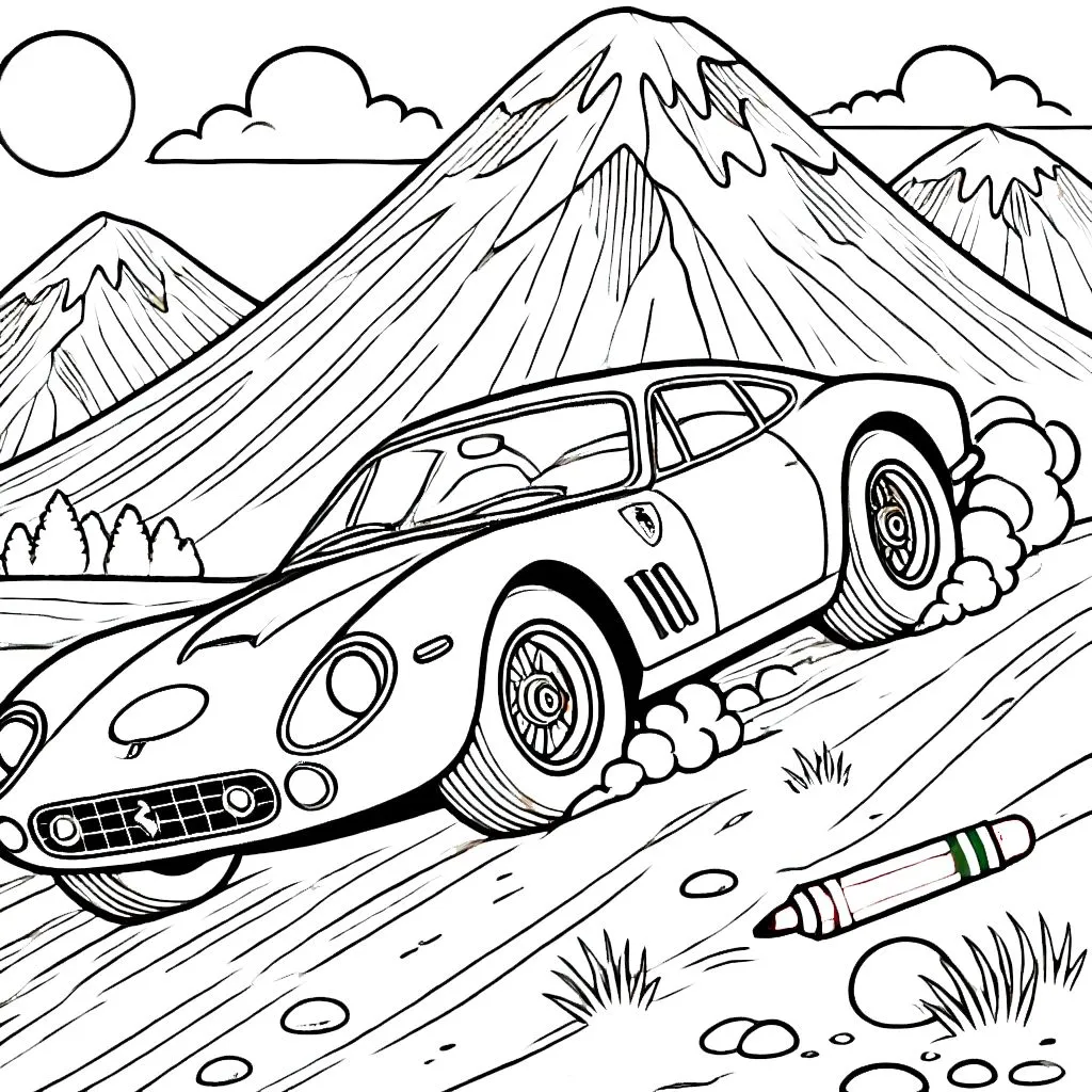 coloriage Ferrari pour enfant de 5 ans