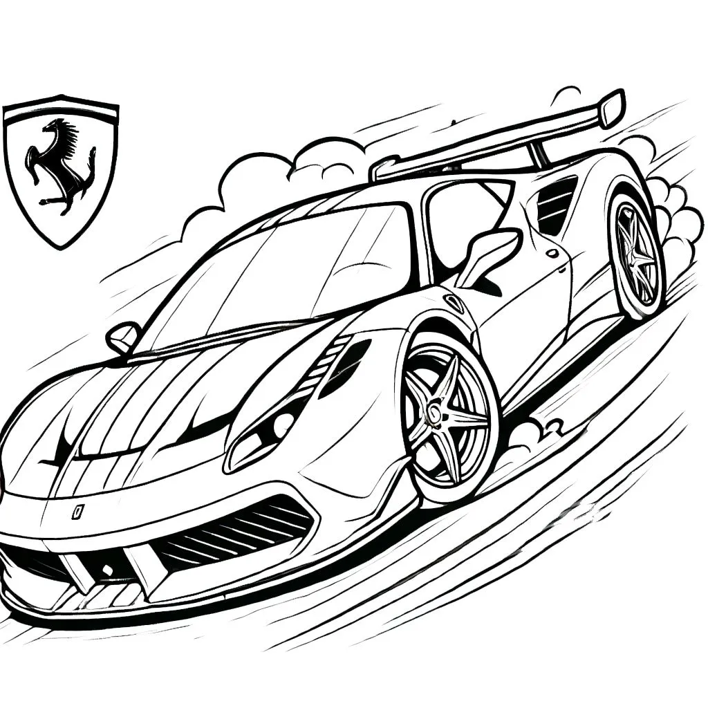 coloriage Ferrari pour enfants a imprimer gratuit