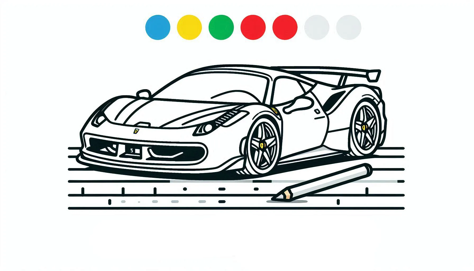 coloriage Ferrari à imprimer pour enfant de 6 ans