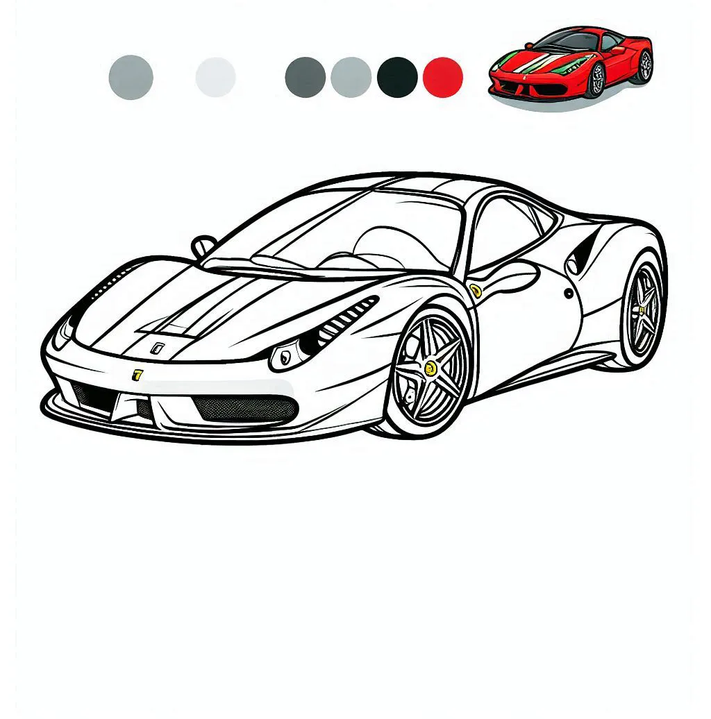 coloriage Ferrari à imprimer pour enfant de 4 ans