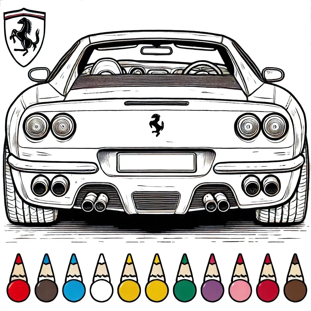 coloriage Ferrari pour enfant de 10 ans