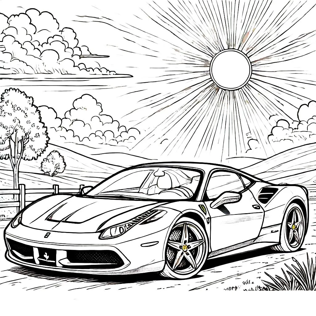 image de coloriage Ferrari pour enfant 1