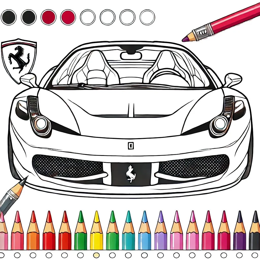 coloriage Ferrari pour enfant de 8 ans