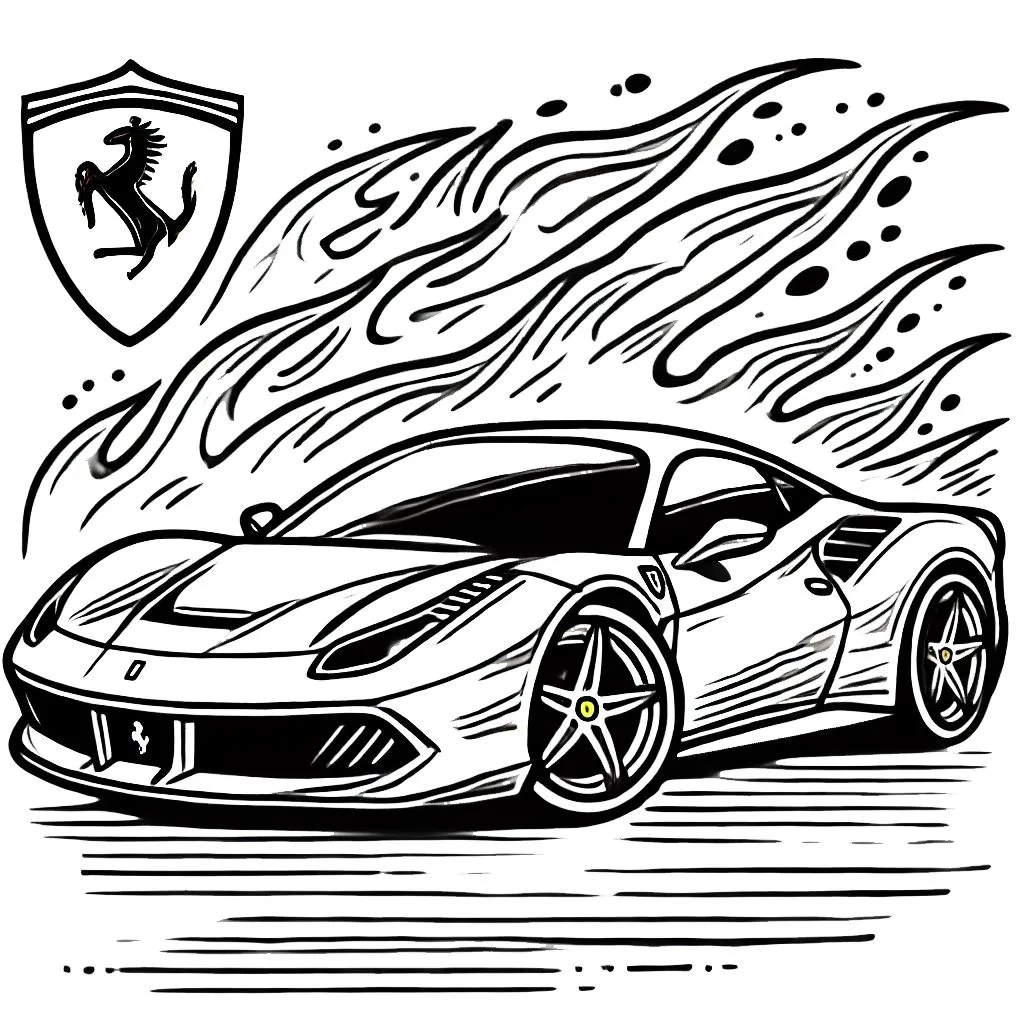 image de coloriage Ferrari pour enfant