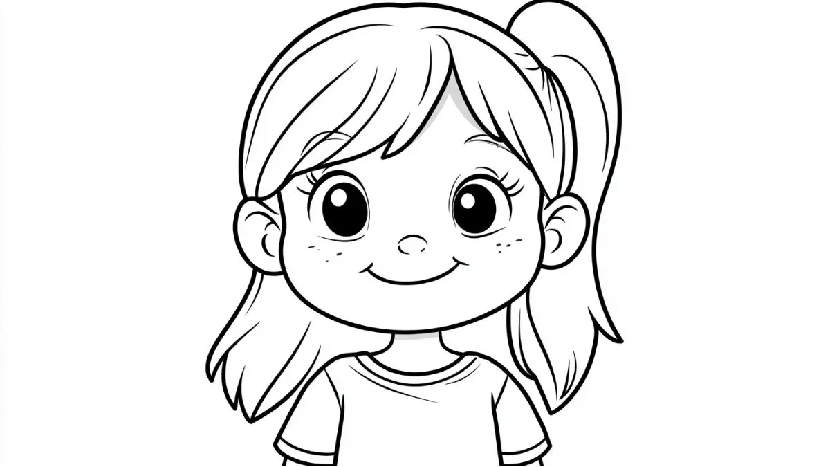 Girl coloring page to draw and print