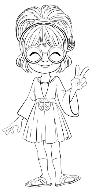 Girl coloring page to draw and print 1