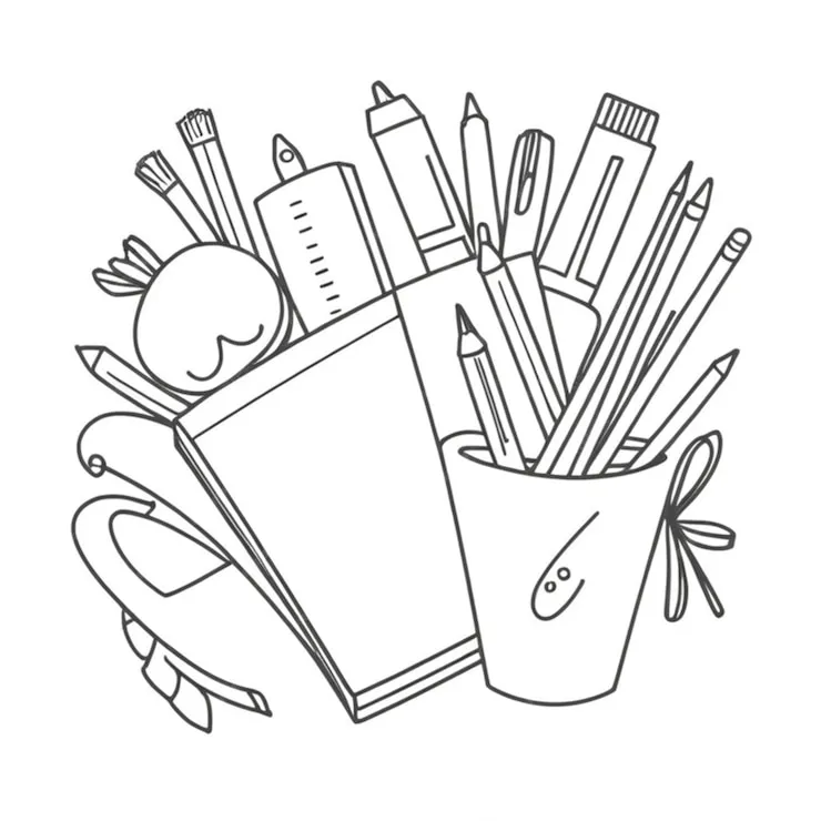 coloriage Fournitures Scolaires pour enfant à imprimer