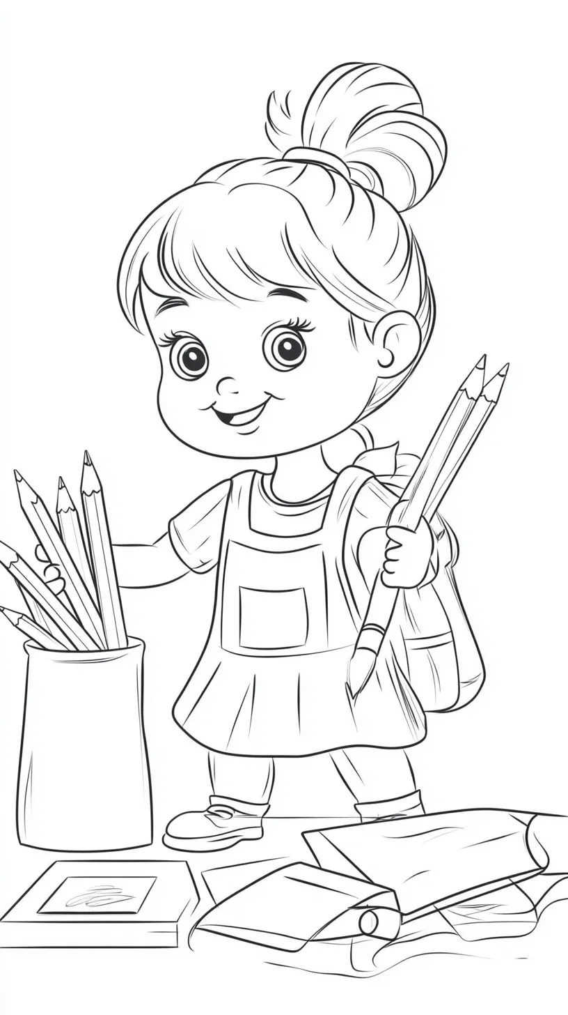 coloriage Fournitures Scolaires pour enfant de 3 ans 1