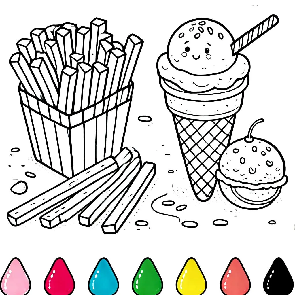 coloriage Frites pour enfant de 8 ans