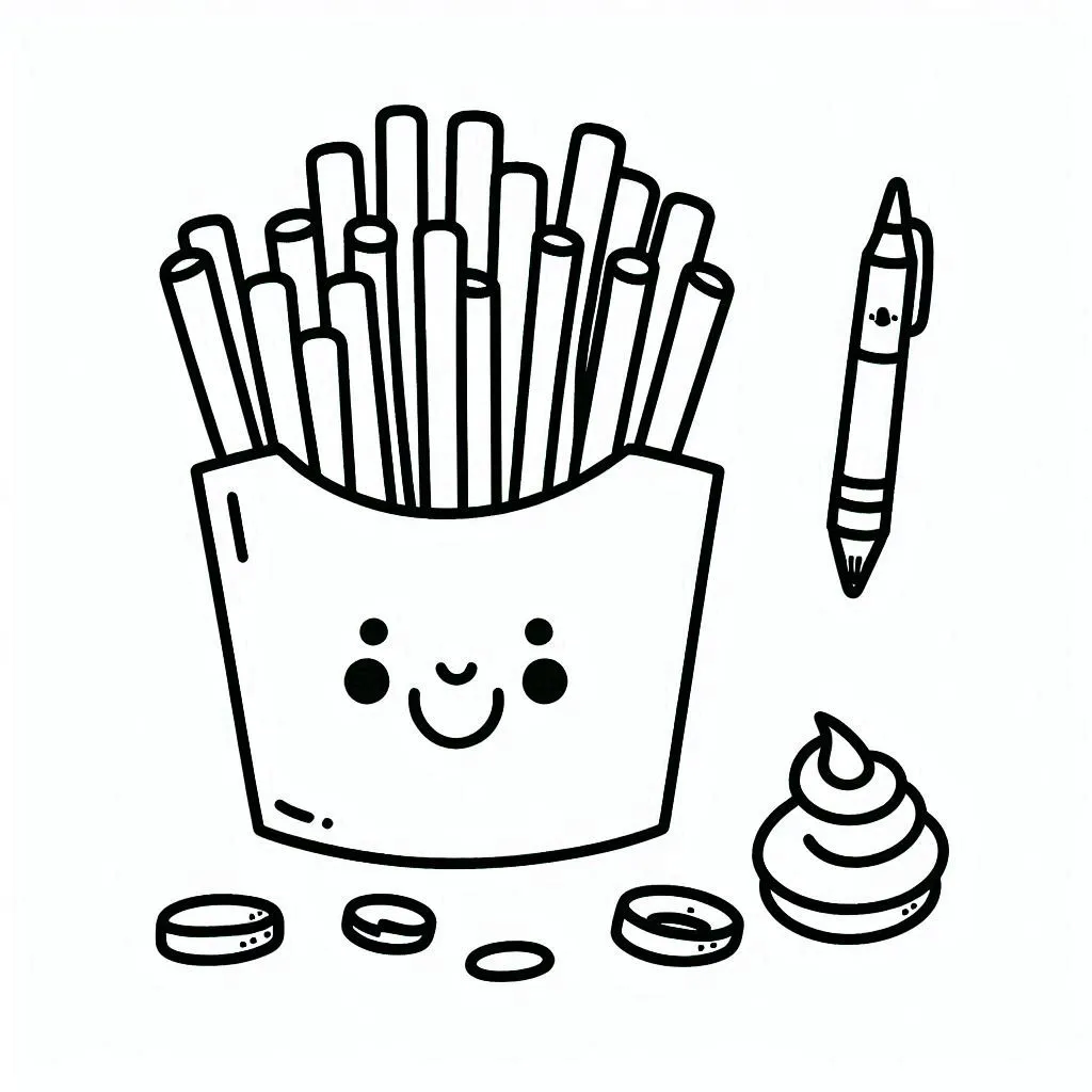 coloriage Frites et apprentissage 1