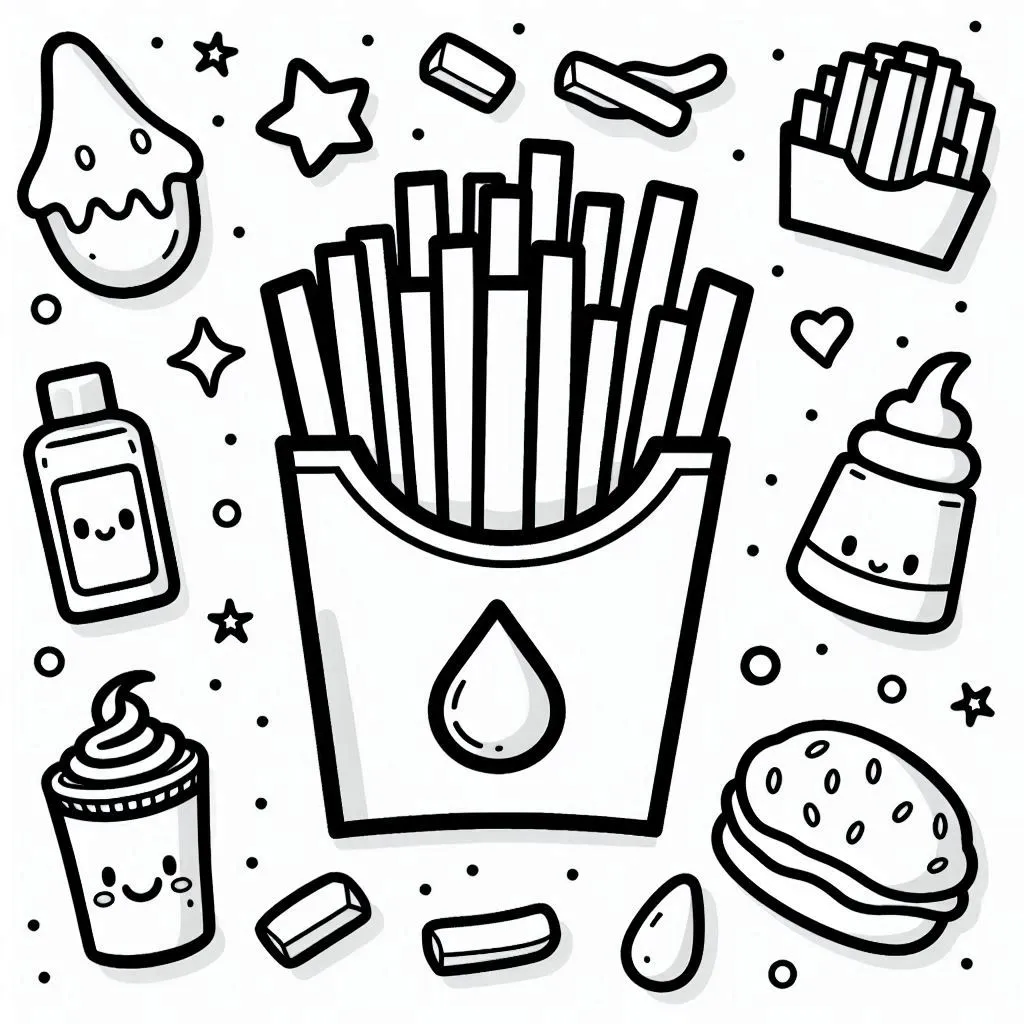 coloriage Frites à imprimer pour enfant de 8 ans