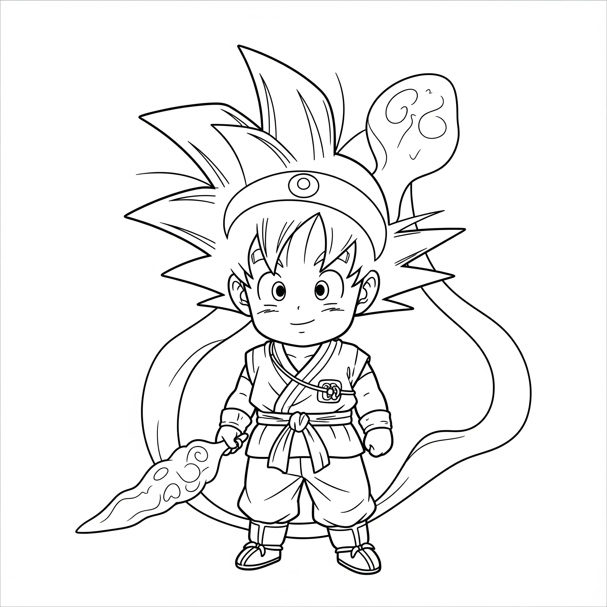 coloriage Goku Enfant avec Nimbes d'enfant a imprimer