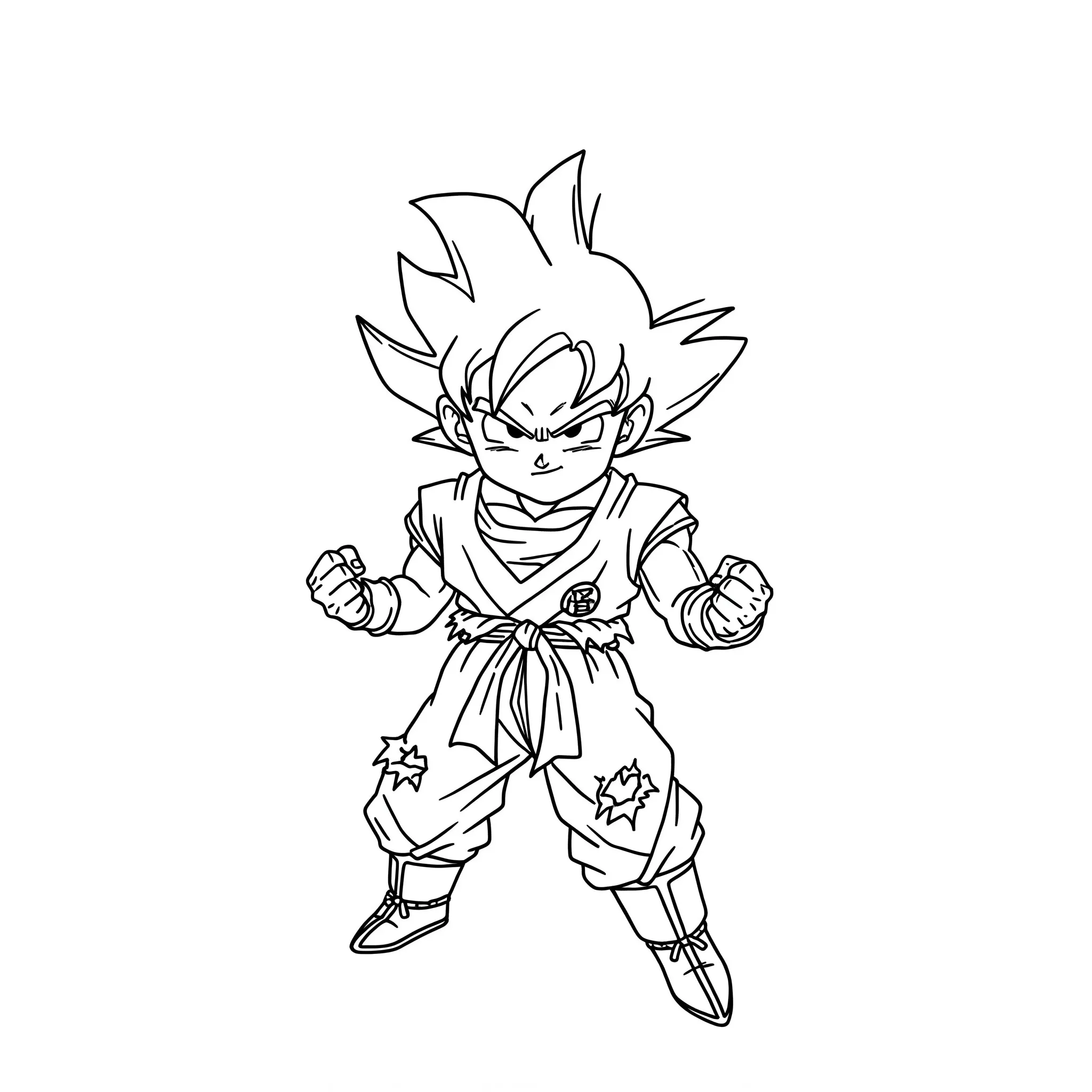 coloriage Goku en mode Super Saiyan à imprimer kawaii