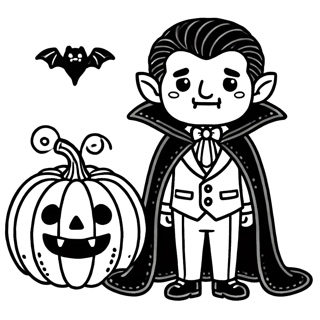 coloriage Halloween Vampire d'enfant a imprimer