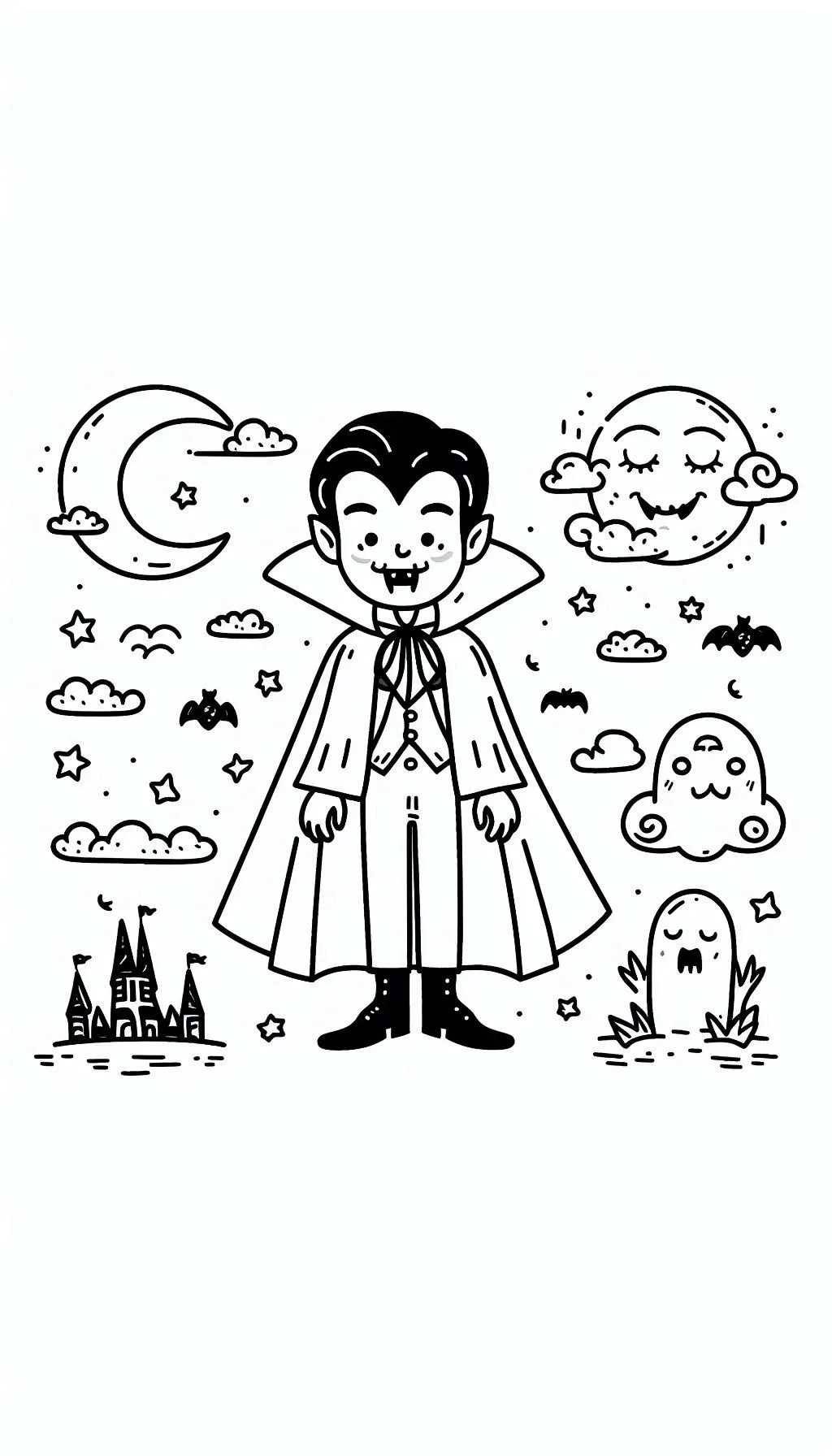 coloriage Halloween Vampire pour enfants à imprimer