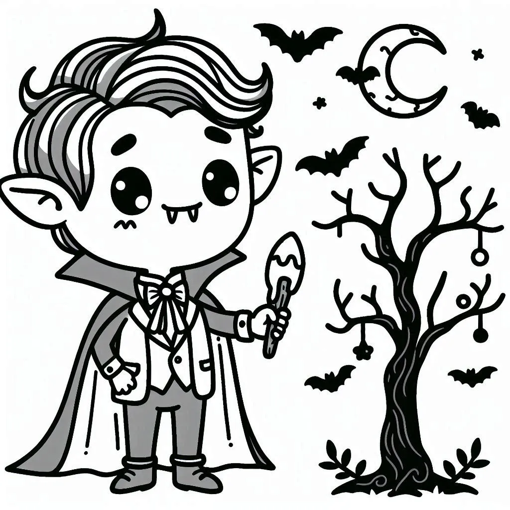 coloriage Halloween Vampire en ligne pour enfant 1