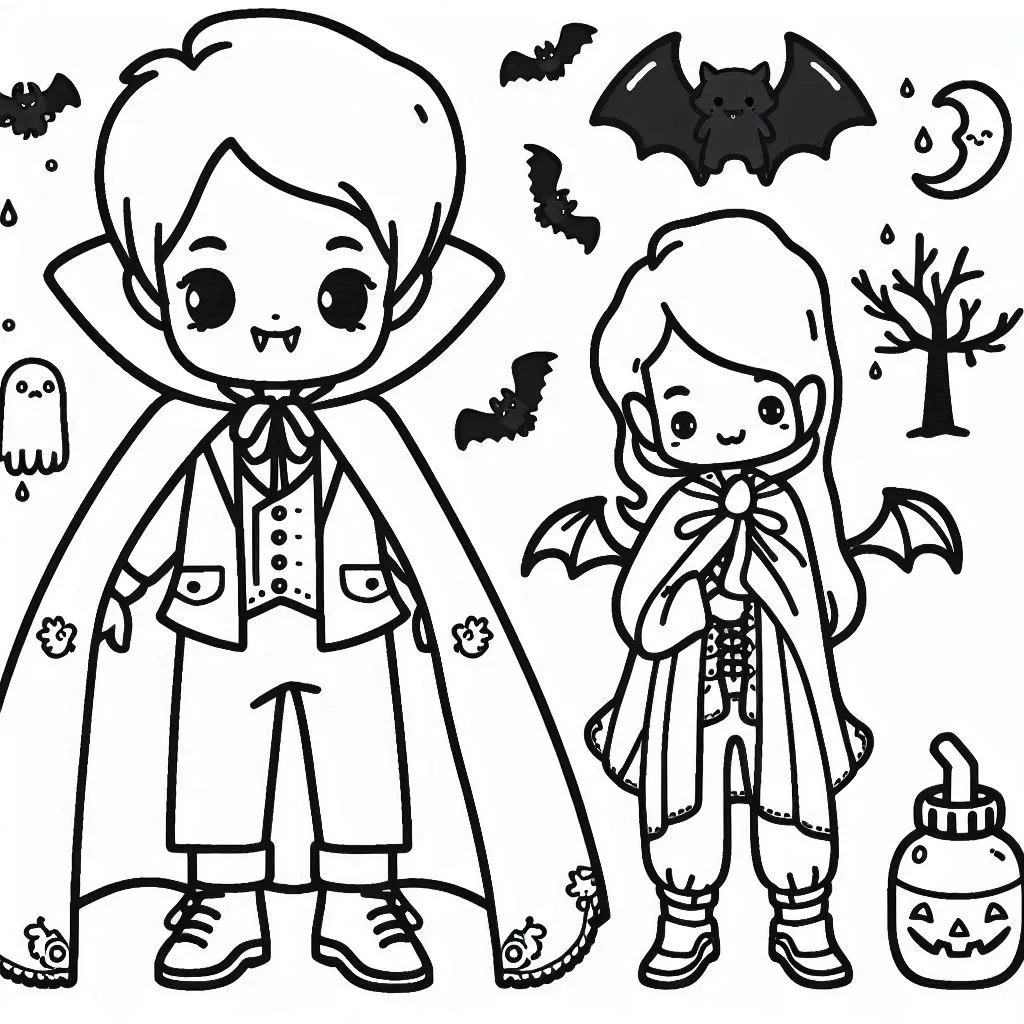 image de coloriage Halloween Vampire pour enfant