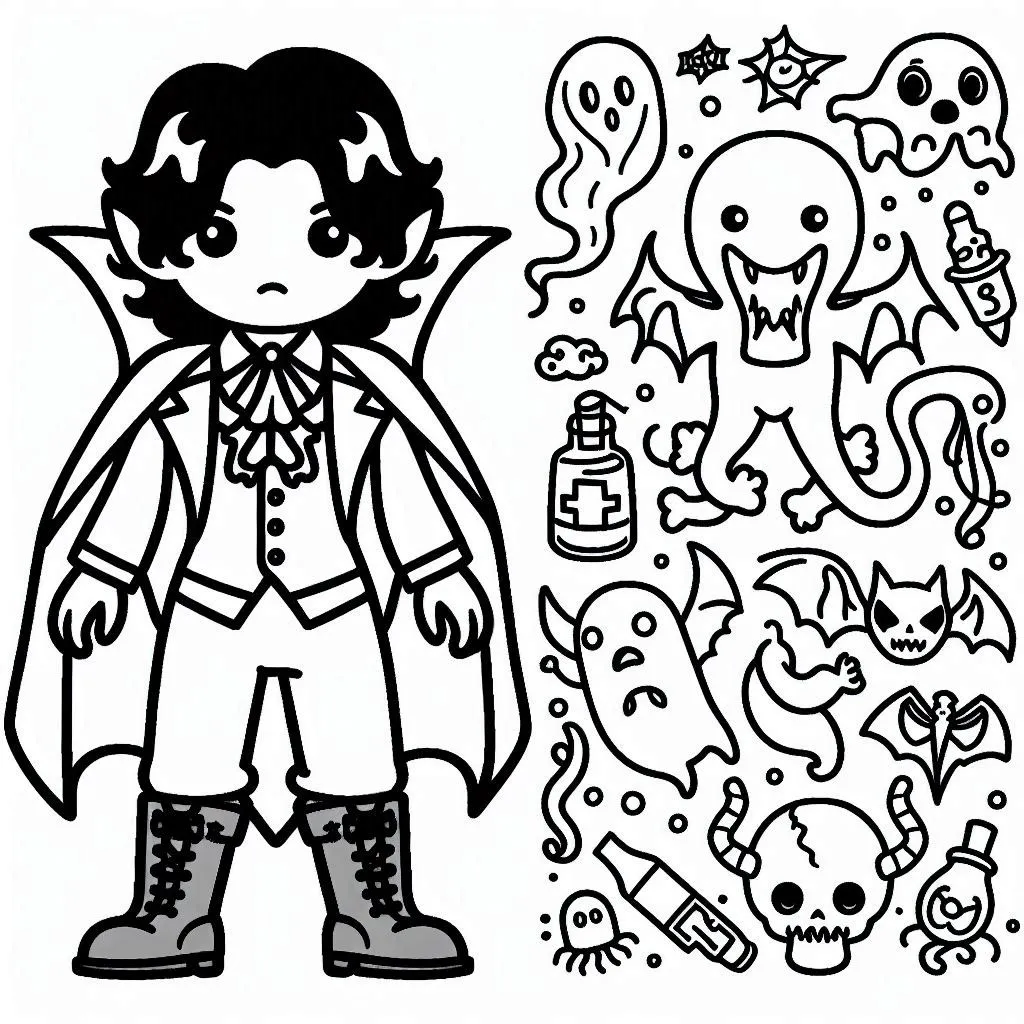 coloriage Halloween Vampire en ligne pour enfant