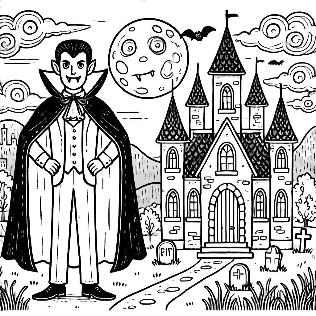 coloriage Halloween Vampire pour enfant à imprimer 1