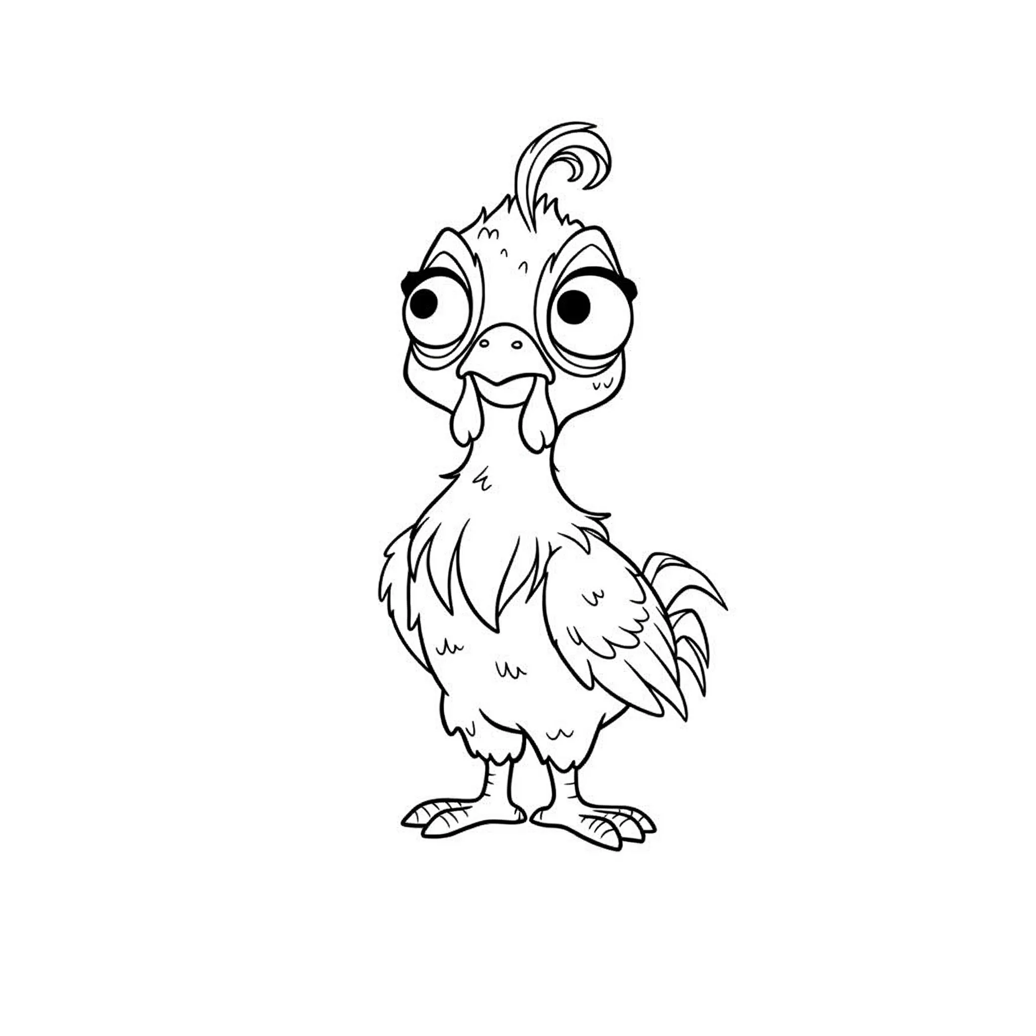 coloriage Hei Hei (le coq) avec une expression amusante et dessin a imprimer