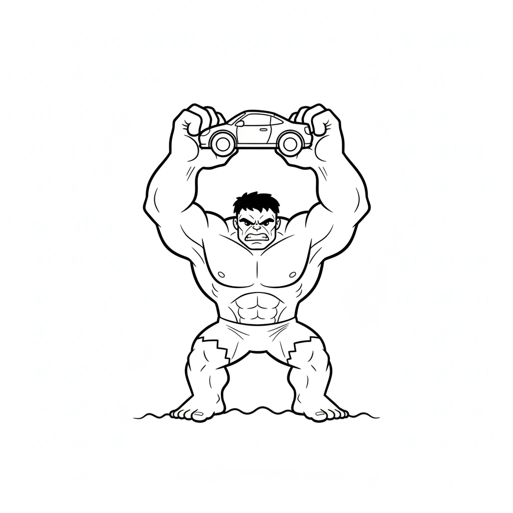 coloriage Hulk à imprimer pour enfant de 4 ans