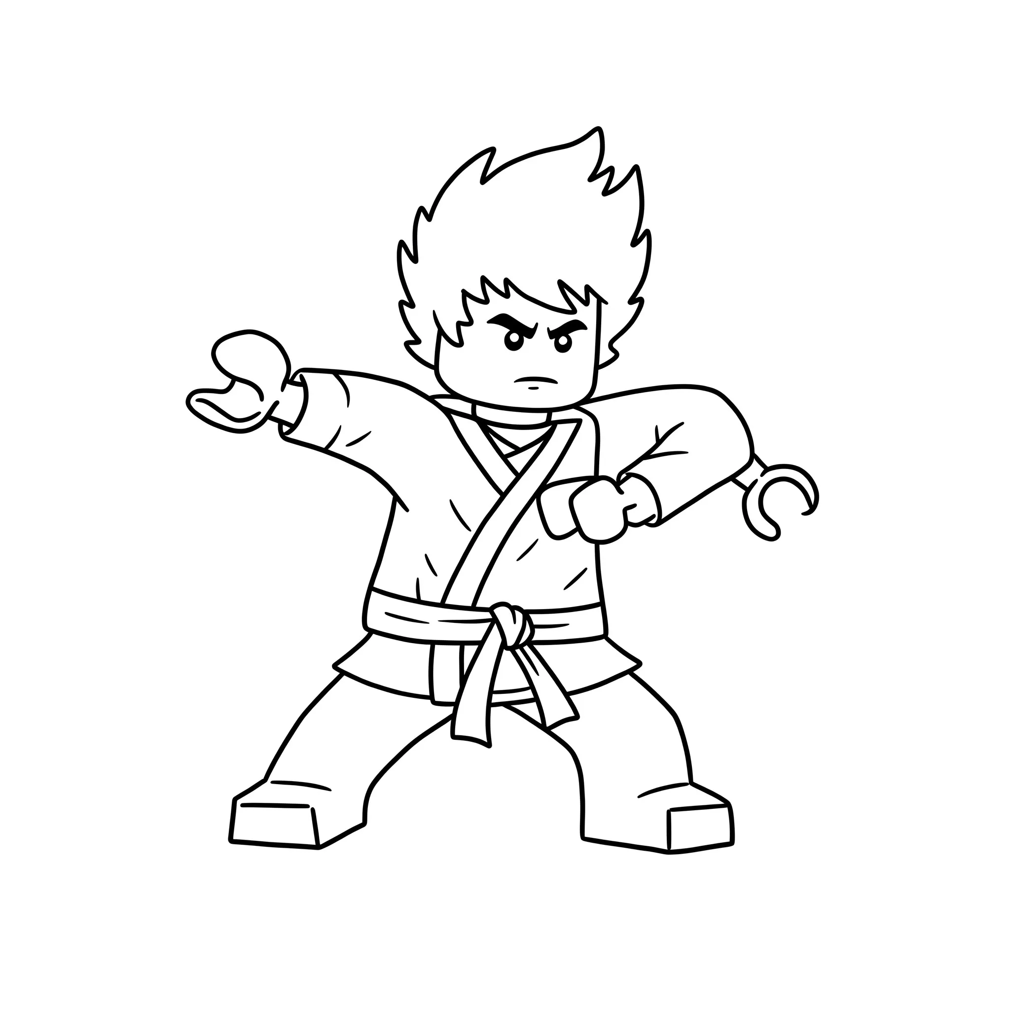 coloriage Kai faisant du Spinjitzu pour enfants a imprimer