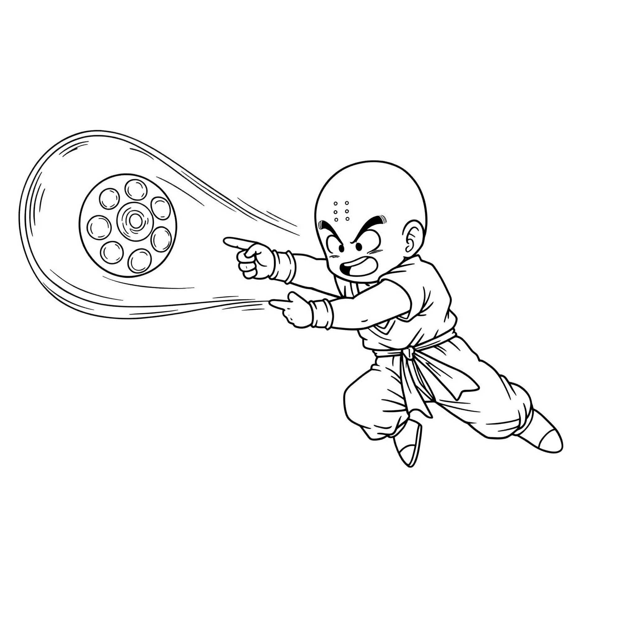 coloriage Krillin lançant un Kienzan de pour enfants