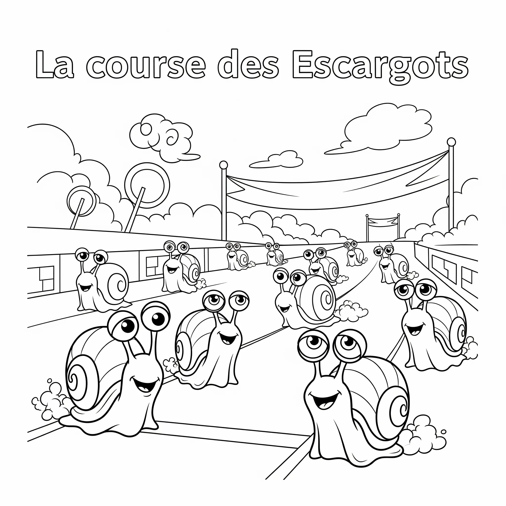 coloriage La Course des Escargots a imprimer gratuitement