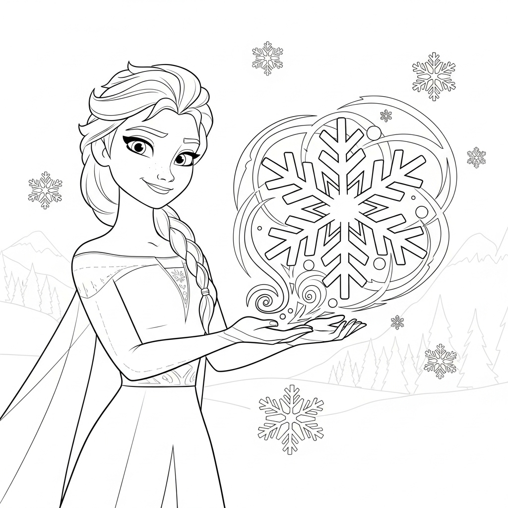 coloriage La Reine Des Neiges update pour enfants à imprimer