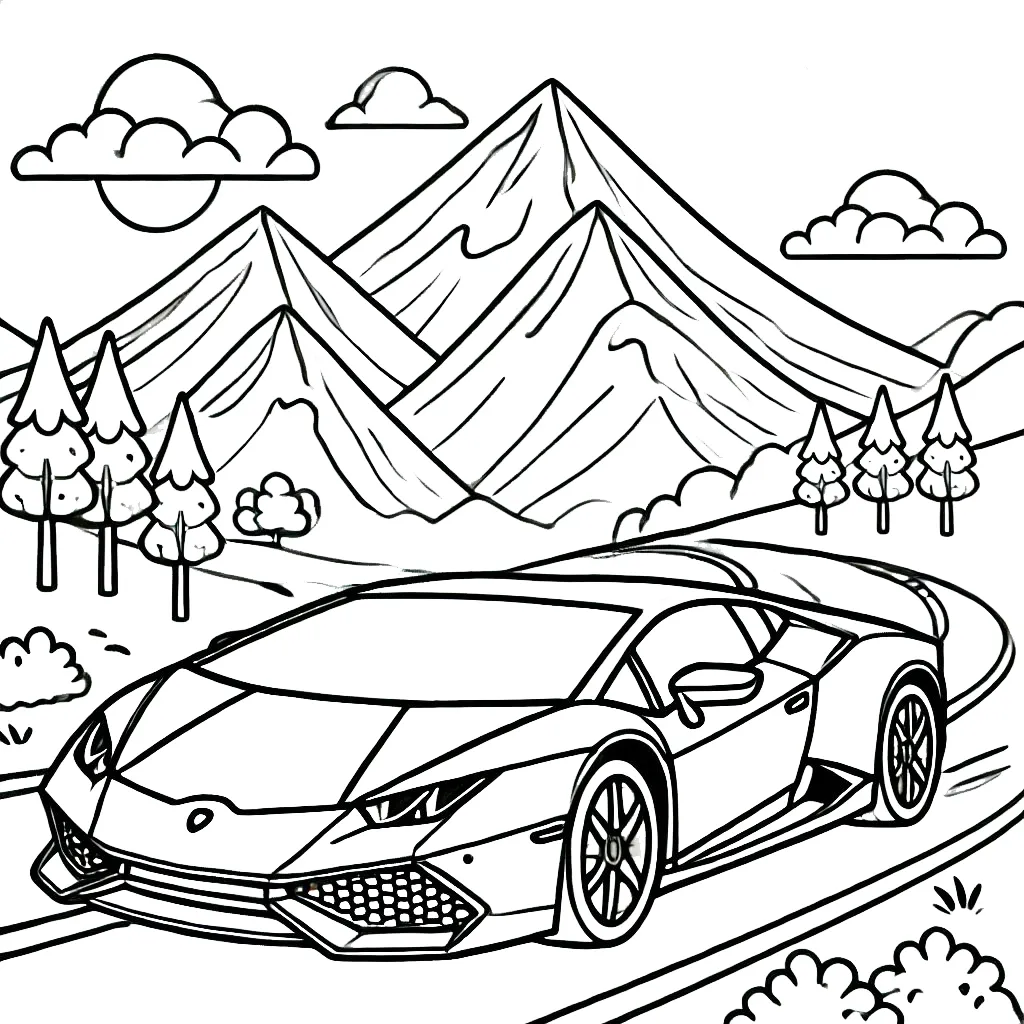 coloriage Lamborghini pour enfant de 6 ans