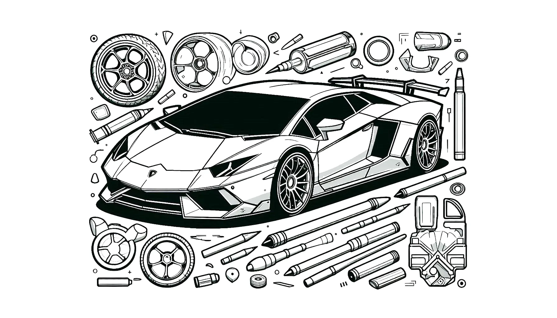 coloriage Lamborghini à imprimer pour enfant de 6 ans