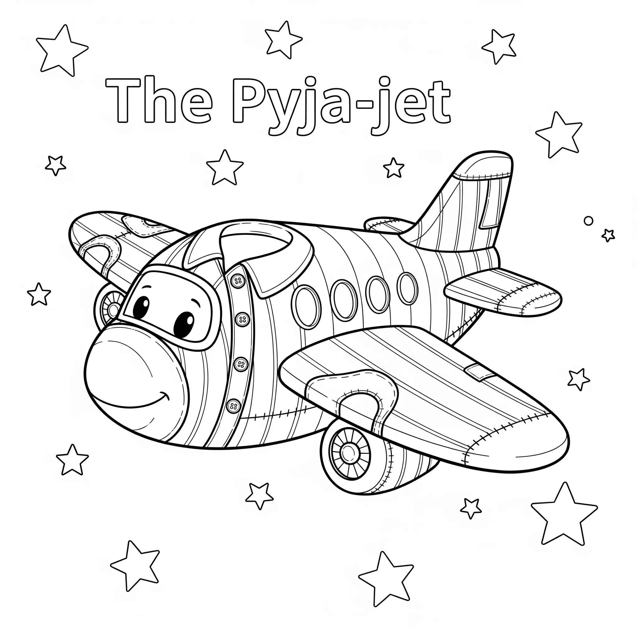 coloriage Le Pyja jet dans le ciel étoilé à imprimer pour enfant de 10 ans