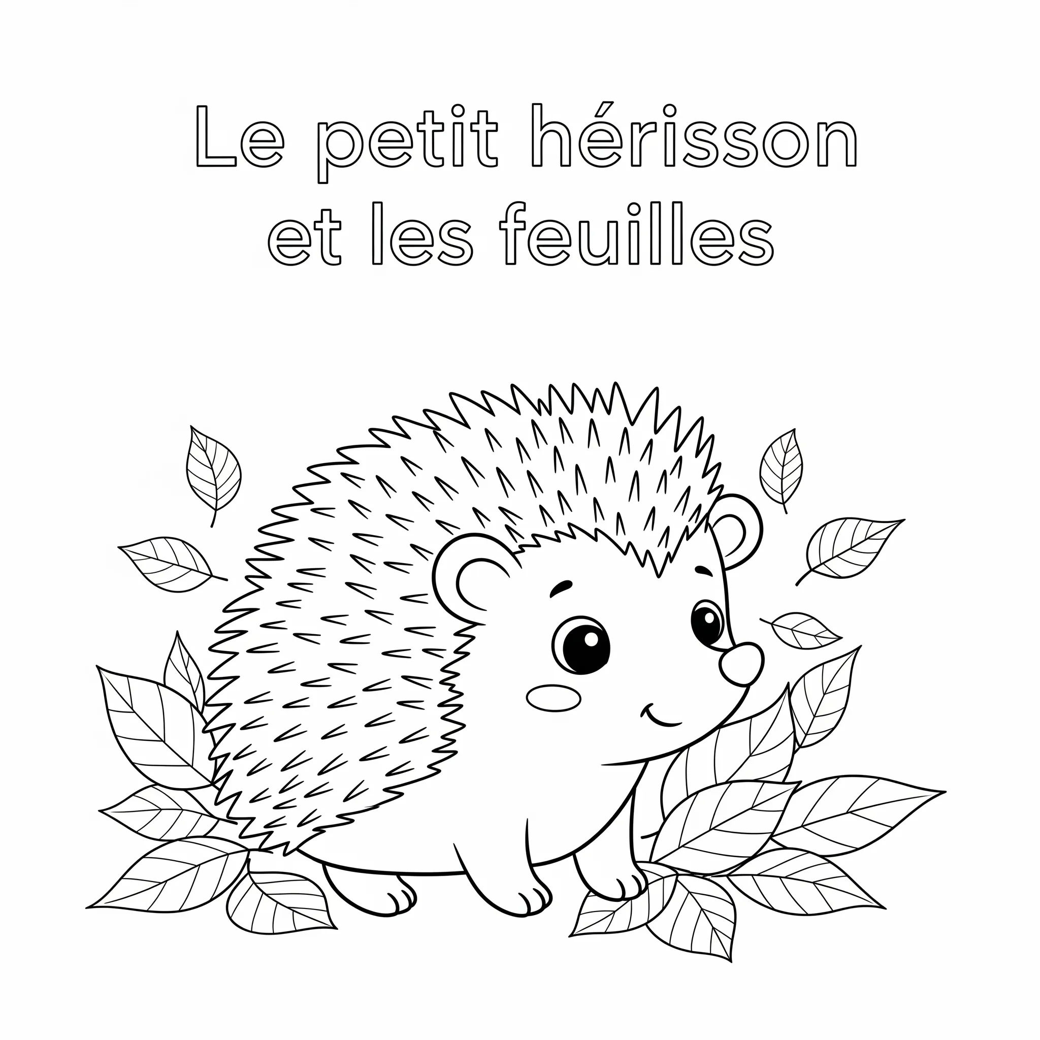 coloriage Le petit hérisson et les feuilles à imprimer pour enfant de 10 ans
