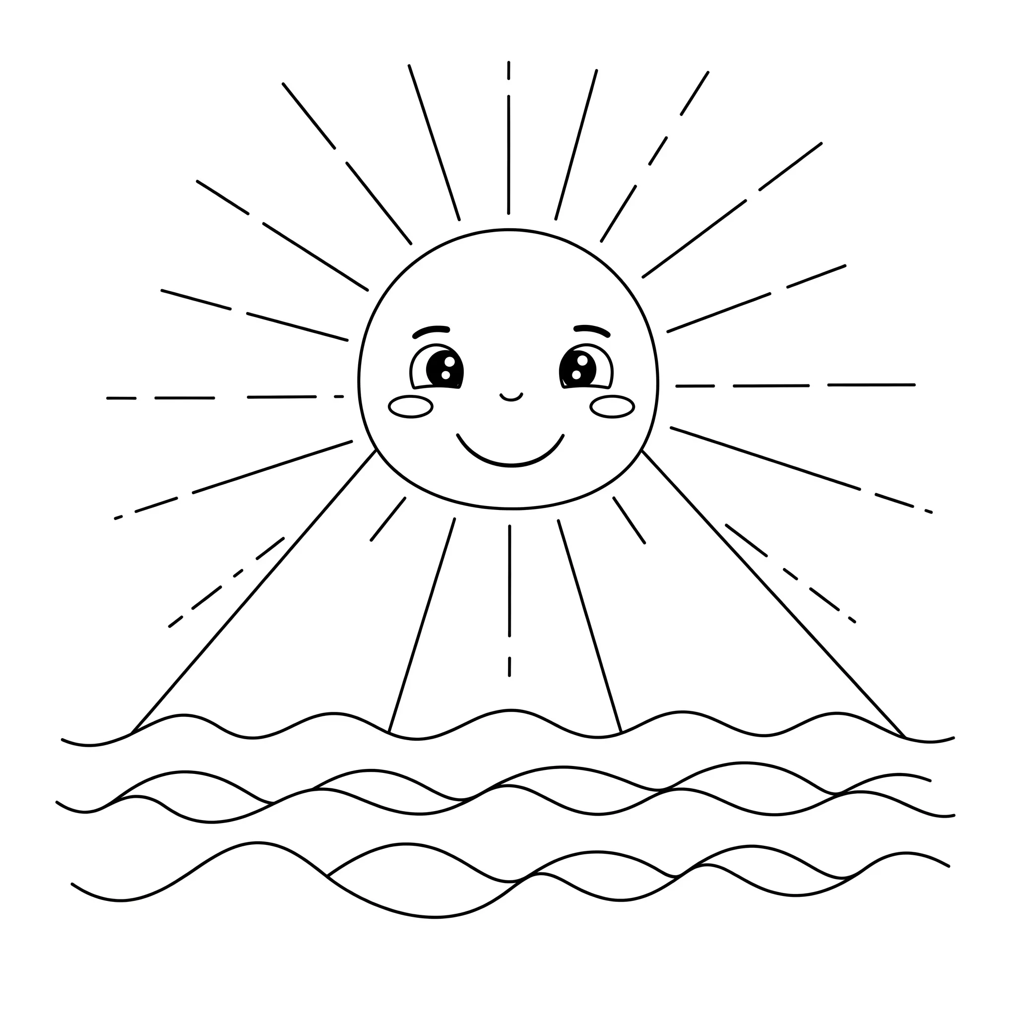 coloriage Le soleil et la mer pour enfant de 3 ans