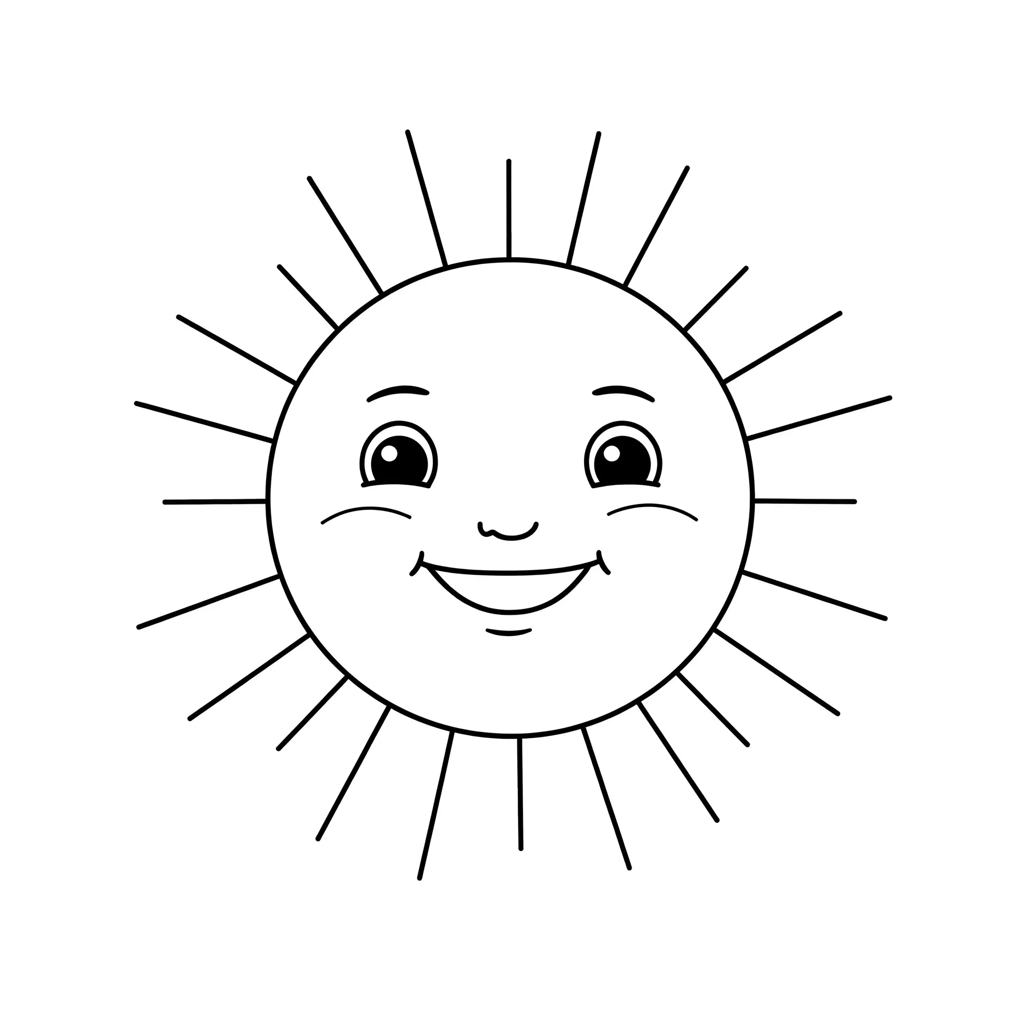 coloriage Le soleil souriant à imprimer pour enfant de 2 ans