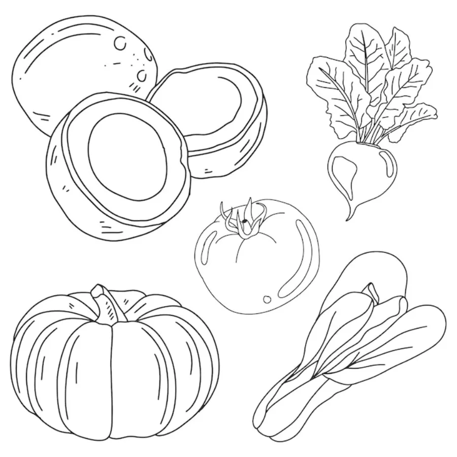 coloriage Légumes et découpage à imprimer