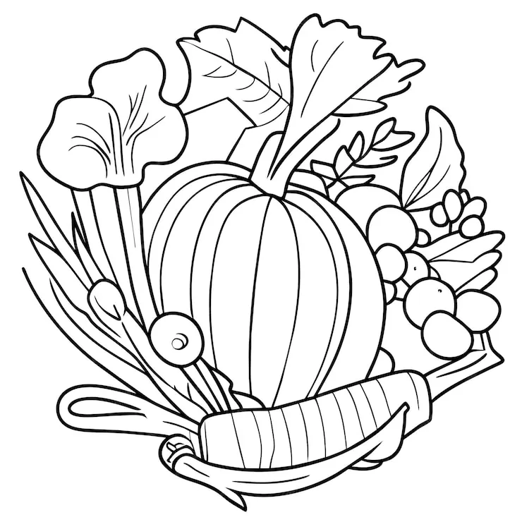 coloriage Légumes et dessins