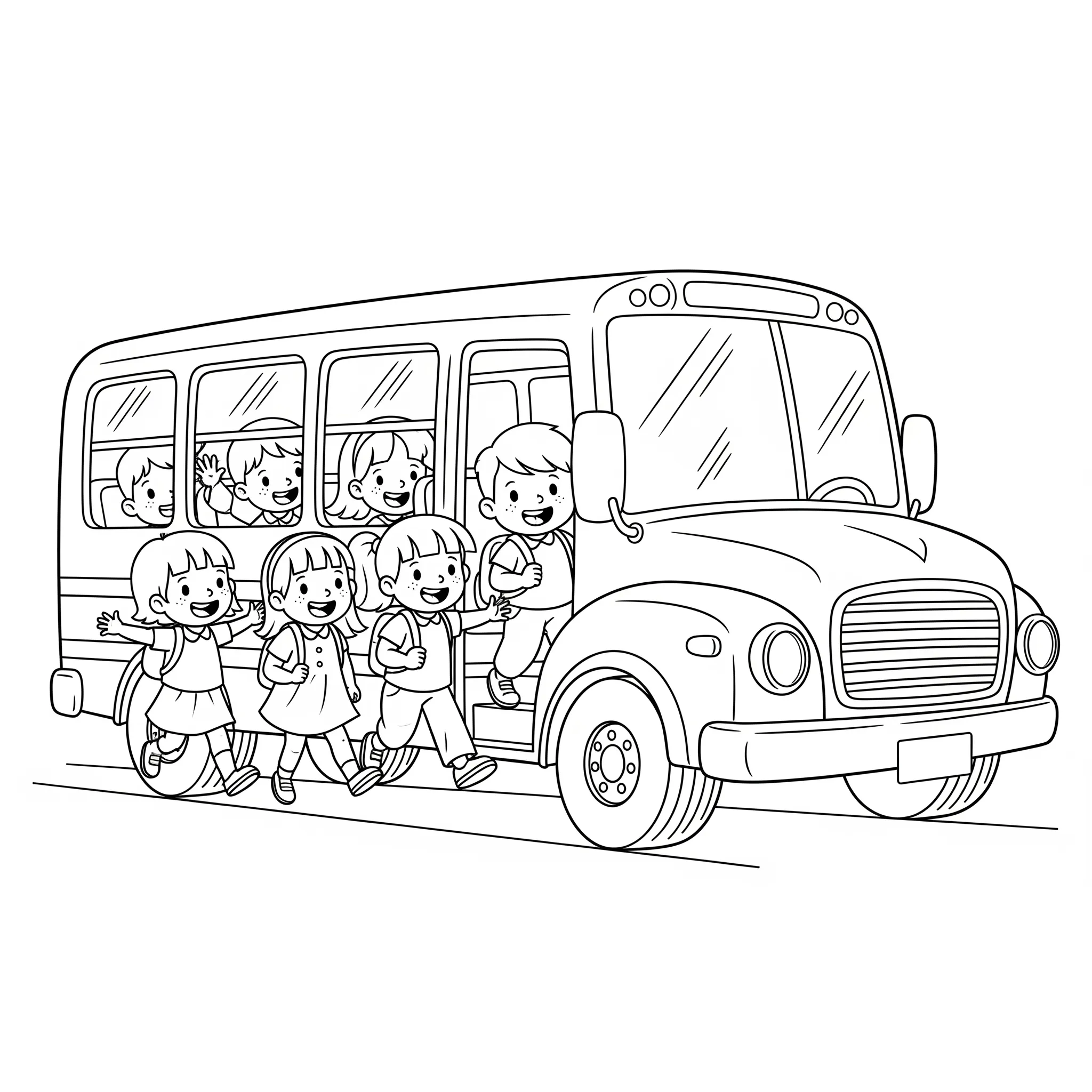 coloriage Les Enfants Montent à Bord pour enfants a imprimer