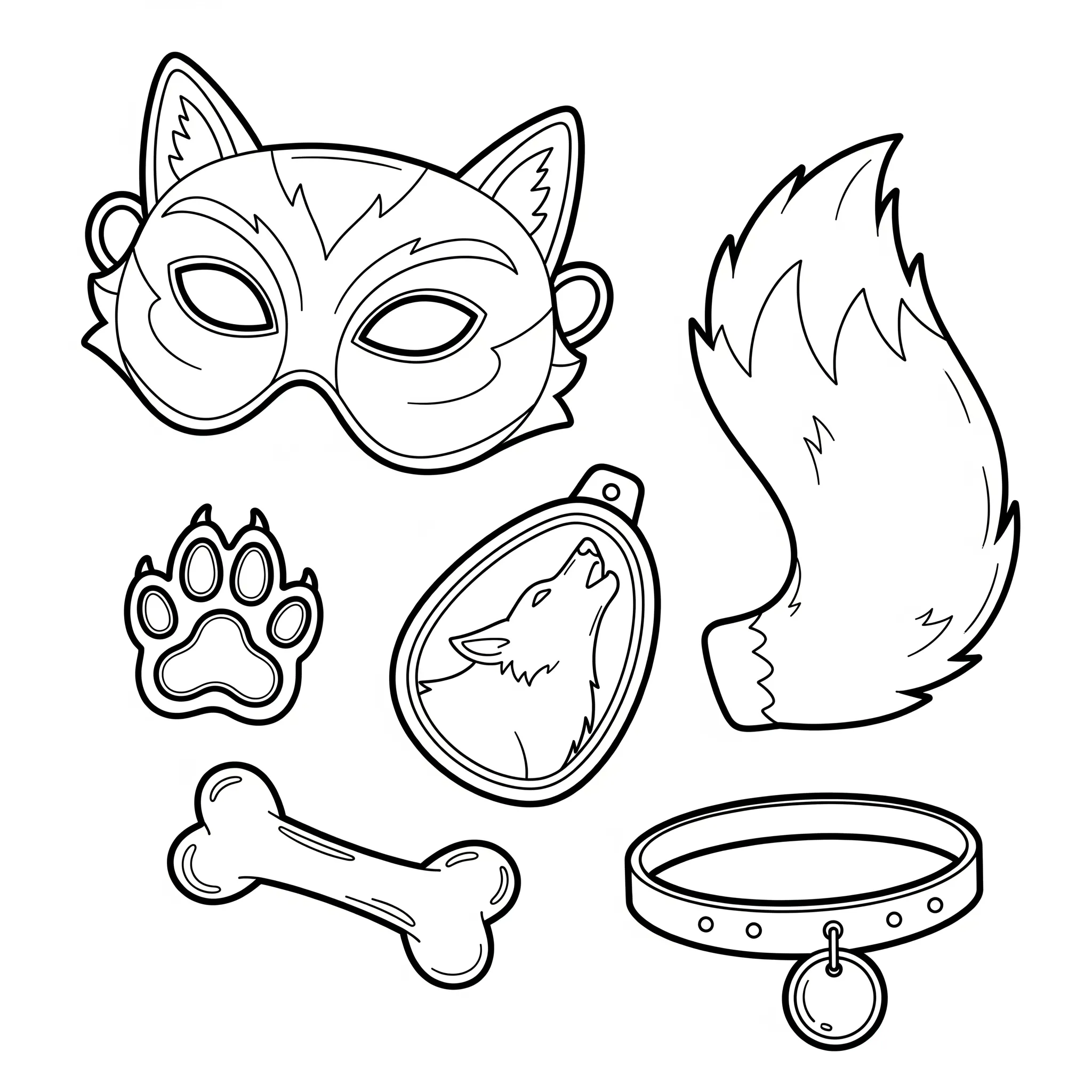 coloriage Les accessoires des loups à imprimer
