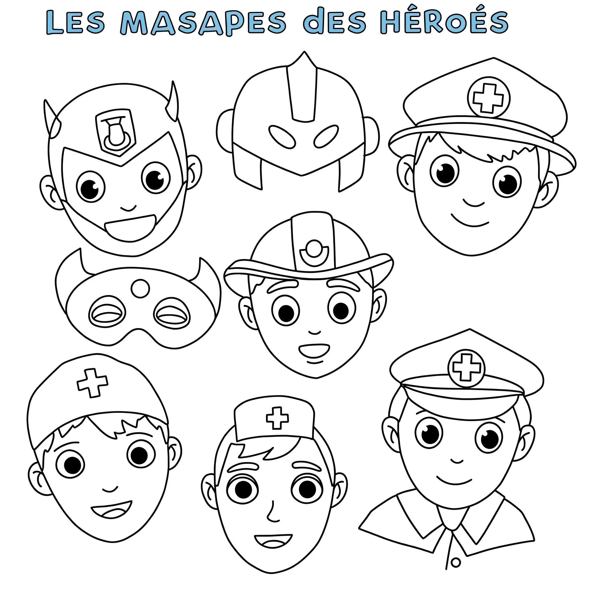 coloriage Les masques des héros à imprimer pour enfant de 3 ans