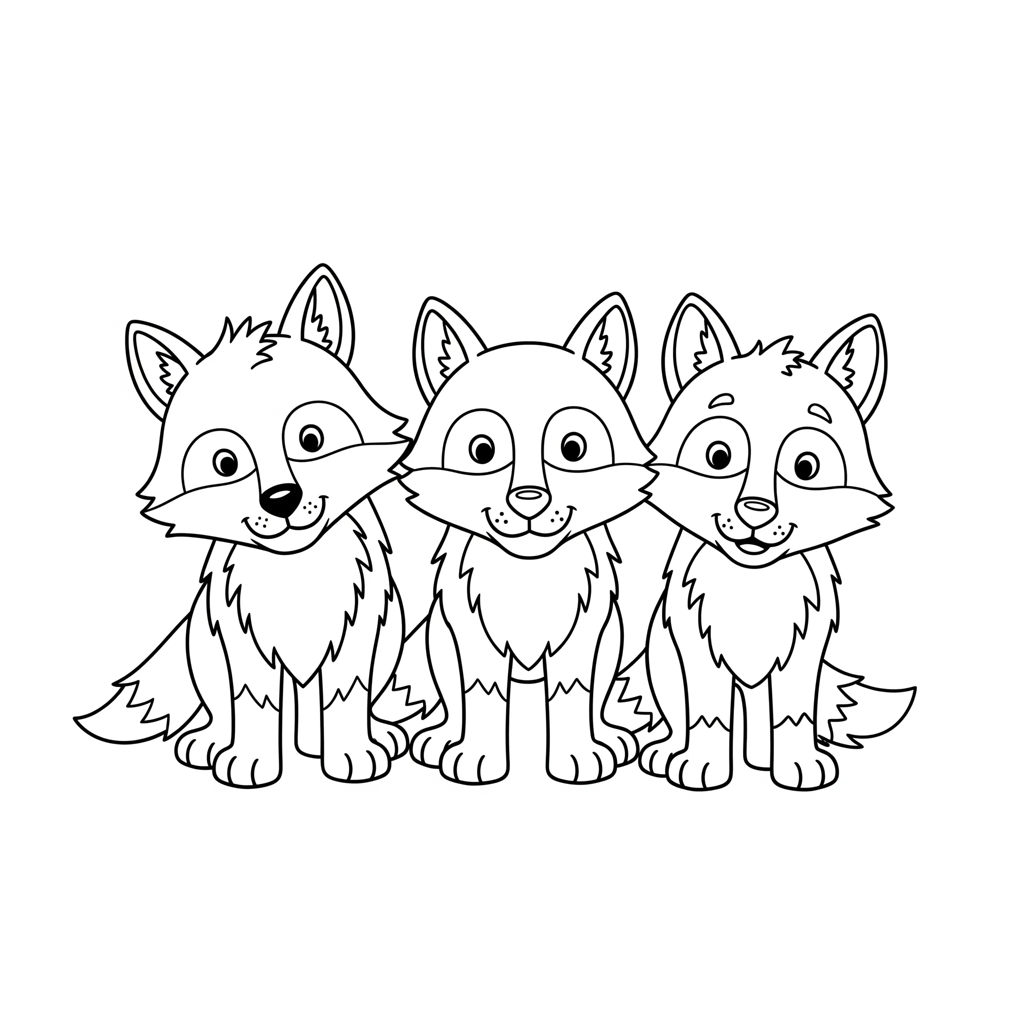 coloriage Les trois frères loups pour enfant à imprimer