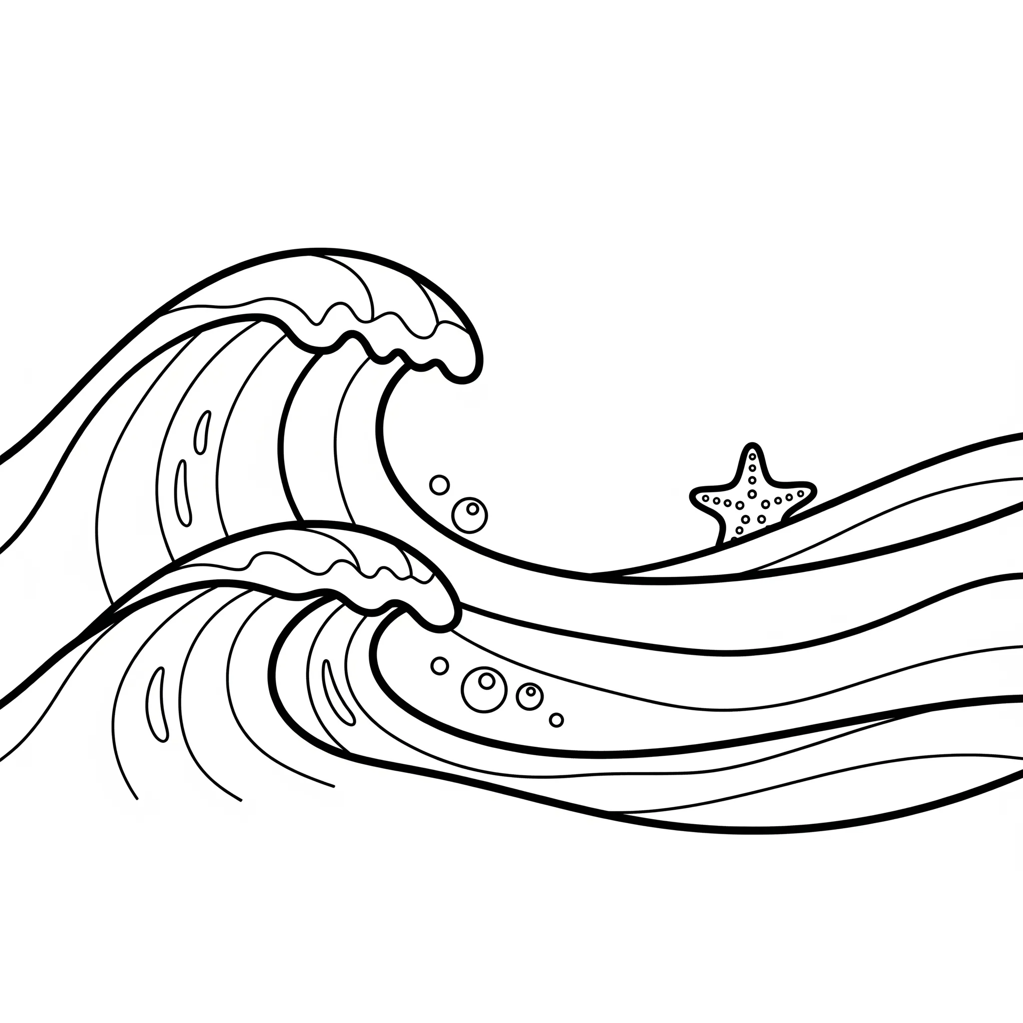 coloriage Les vagues de l’océan pour enfant de 5 ans