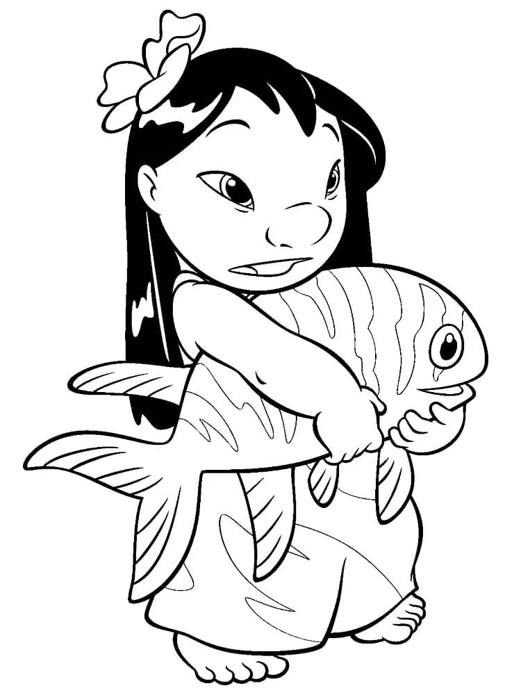 coloriage Lilo Et Stitch d'enfant a imprimer