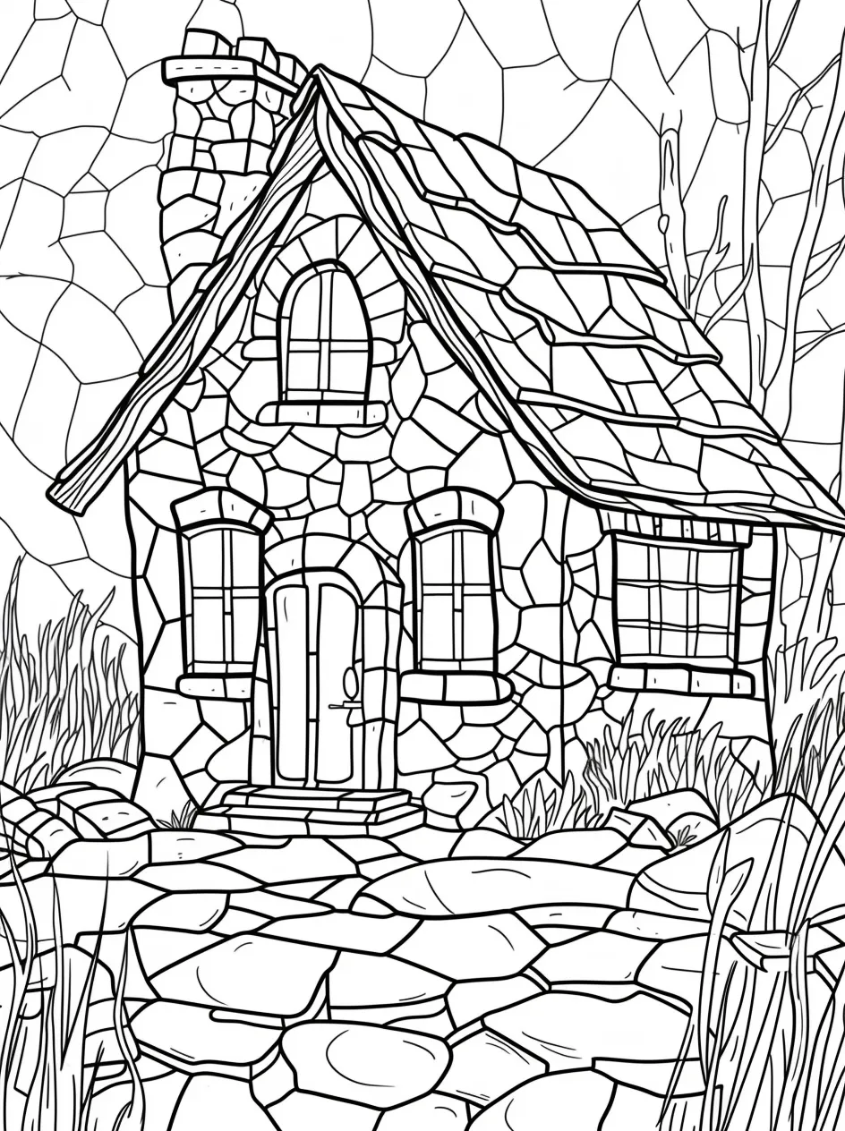 coloriage Maison à imprimer kawaii 1