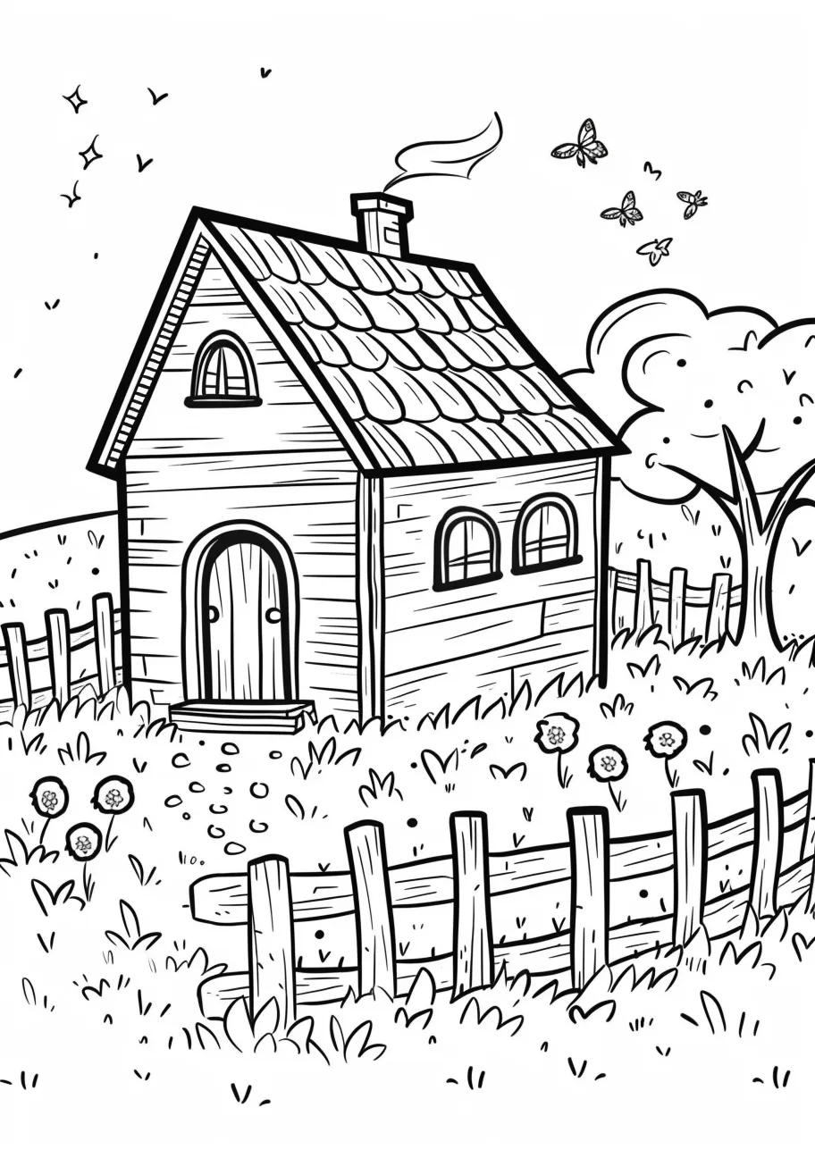 coloriage Maison à imprimer pour enfant de 6 ans 1