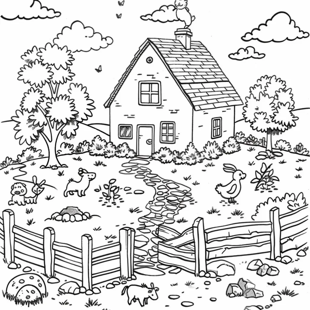 coloriage Maison à imprimer pour enfant de 3 ans 1